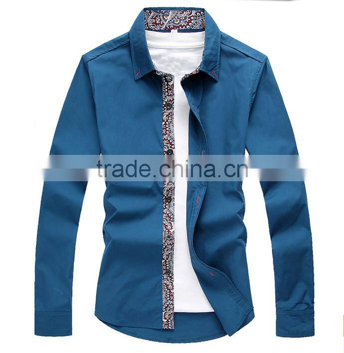 Hot sale fancy printing collar &placket regular fit casual men shirt with competitive price