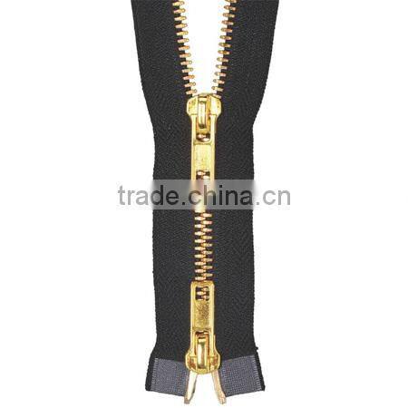 hot-sell gold long chain with Y teeth gold metal zipper without slider