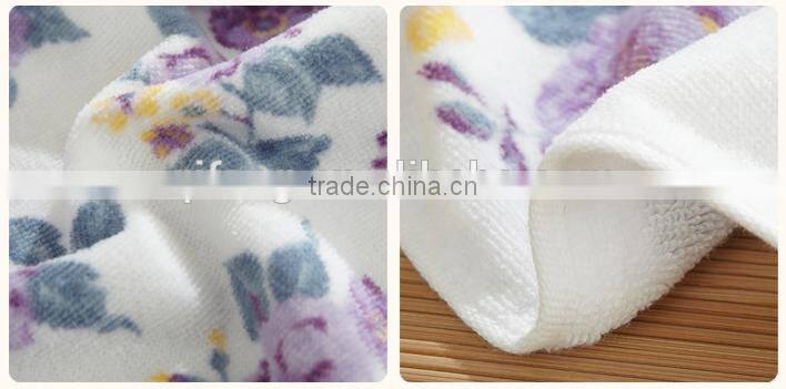 China towel factory custom flower logo terry fabric cotton print bath towel
