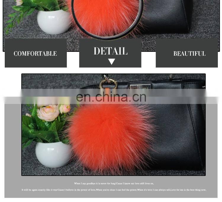 Plus size 100% raccoon fur pompom ball accessories keychain