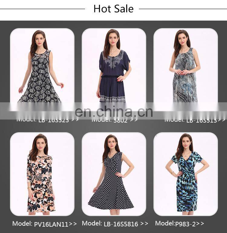 Black/White Floral Drawing Senior Women Dress Wear Guangzhou OEM