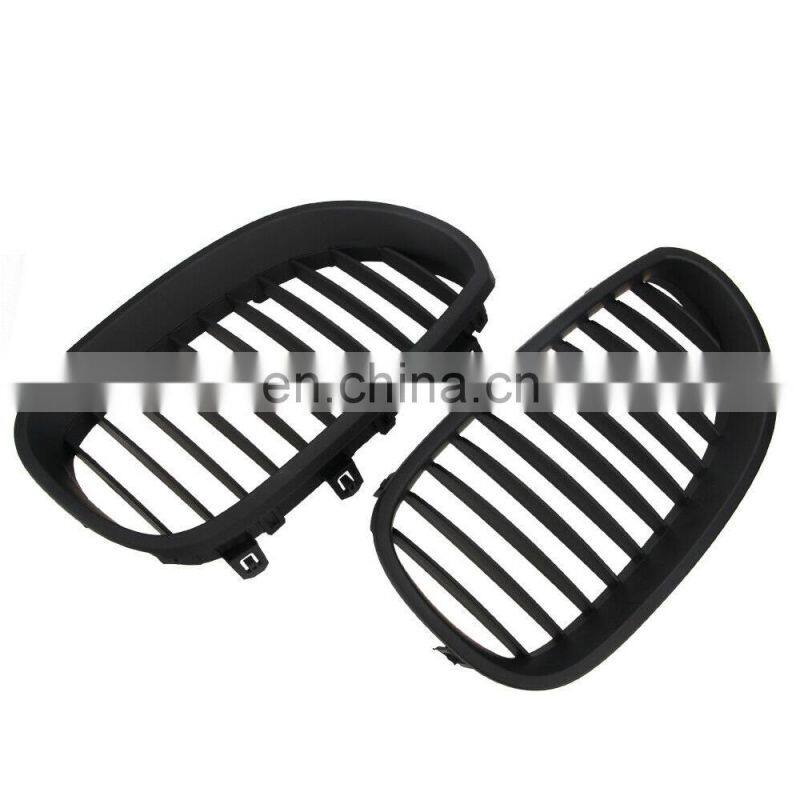 1 Pair Matte Black Single Slat Line Front Grille Kidney grill for BMW 5 Series E60 E61 2004-2009