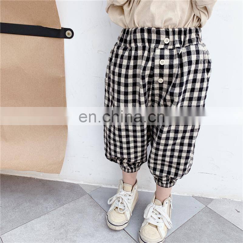 Baby Boys Casual Plaid Pants Children Leisure Trousers Black and White Toddler Girl Harem Pants Kids Outfit