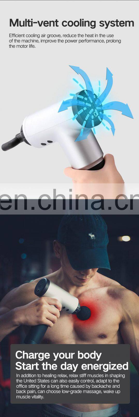 Rechargeable battery cordless deep muscle tissue sports vibration mini massage gun / Fascia gun
