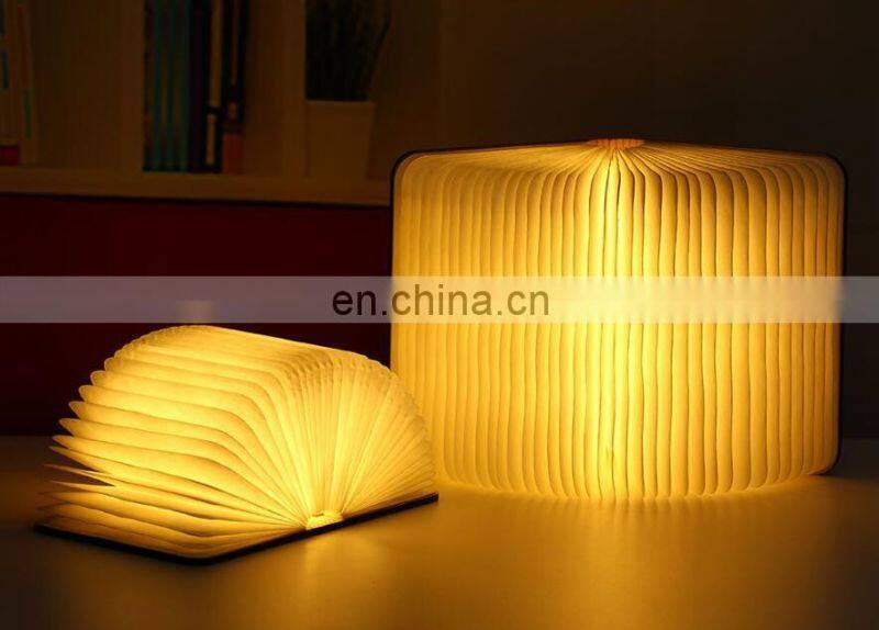 2019 new foldable Colorful LED wooden Light Bluetooth Speaker Book Lamp With Remote Control