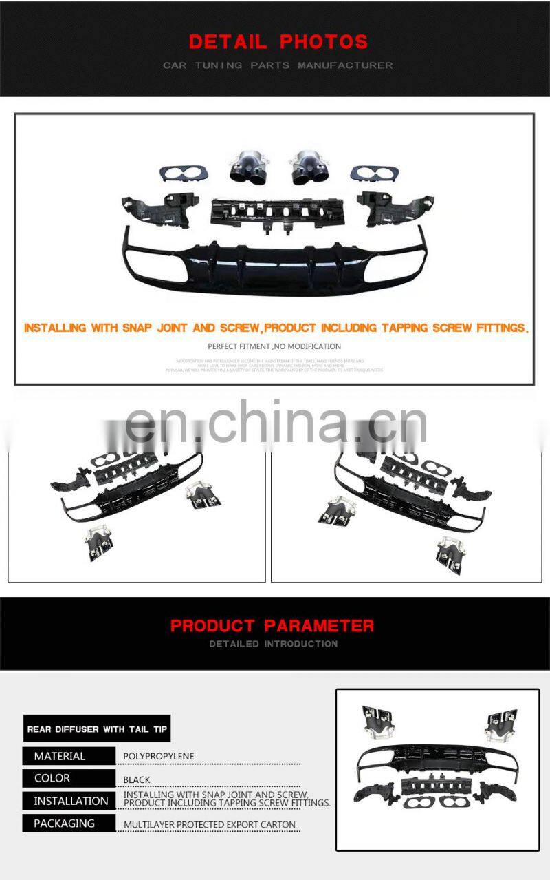 Rear Bumper Diffuser Lip with Exhaust Tips for Mercedes-Benz C-Class W205 C43 Coupe & Sedan 2019 silver exhaust