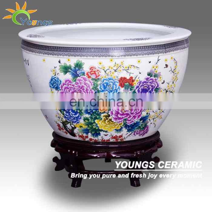 Large Chinese Famile Rose Porcelain Landscape Design Ceramic Garden Flower Pot