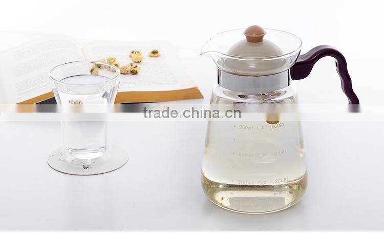 hand blown glass pitcher , glass pitcher with lid water pot 1000ml