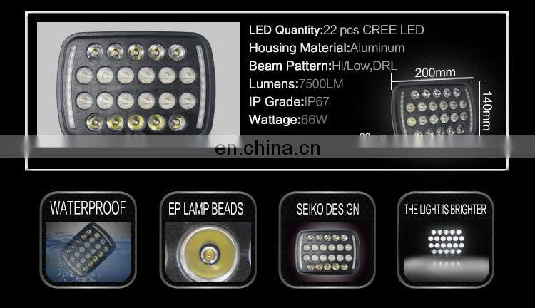 Lantsun LED6423 9-32V 6500LM 5x7inch 66w Aluminum Alloy Offroad Car led working light
