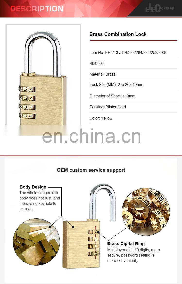 Locks manufacturer combination padlock shackle brass password lock garden warehouse outdoor waterproof security lock