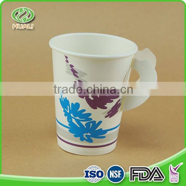 Material safety and health OEM paper hot drink cup with handle