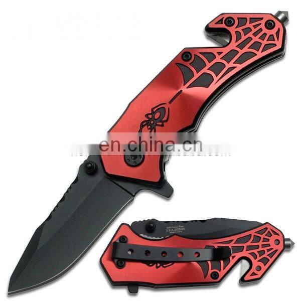 whole black coated stainless steel knife with aluminum handle