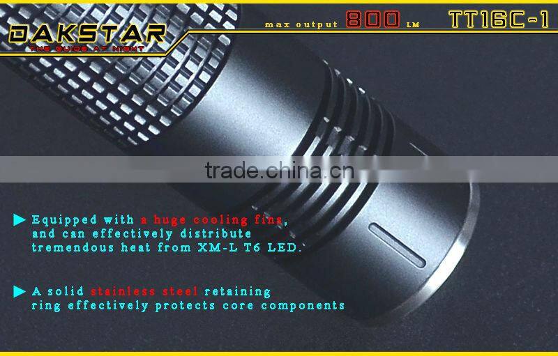 DAKSTAR TT16C-1 CREE XML T6 LED 800LM 18650 Aluminum Rechargeable Police Emergency Camping Minin LED Flashlight