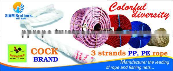 PP / PolypropylenePolypropylene high quality 3 strands braided rope with UV protection and waterproof