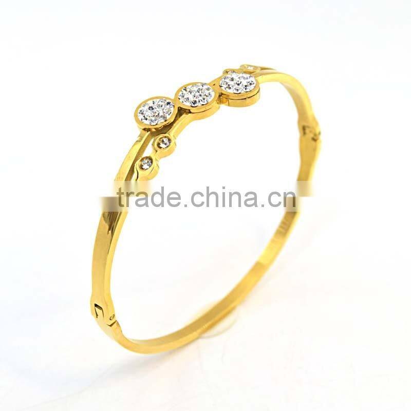 new fashion girls tops 316l stainless steel jewelry gold bangel bracelet