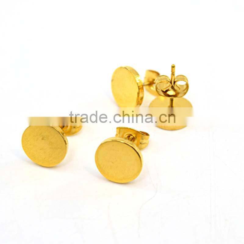 18K Gold plate 2 gram gold beautiful designed earring round coin earring stud