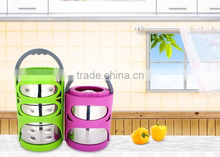 stainless steel colored tiffin lunch box/ 2 compartment insulated box/ bento box