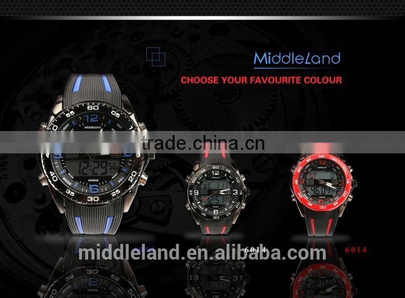 Hot-selling MIDDLELAND promotional custom silicone multi-function sports man wrist watch stainless steel case