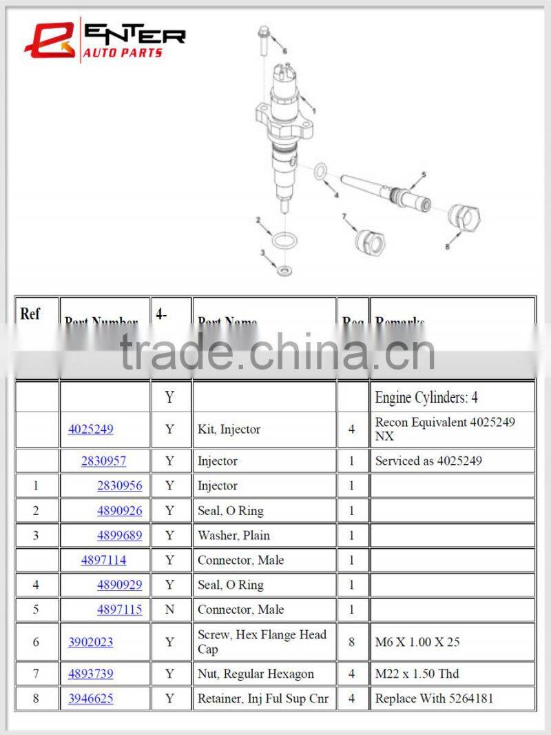 heavy duty truck ISB engine inejctor 2830224