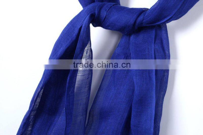 Custom Japan Fashion Women Solid Color Tassel Cotton Linen Pashmina Scarfs