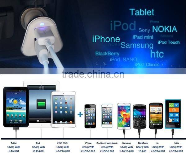 (110125) Multipurpose Colorful Dual USB Car Charger for iPad and Smart Phone