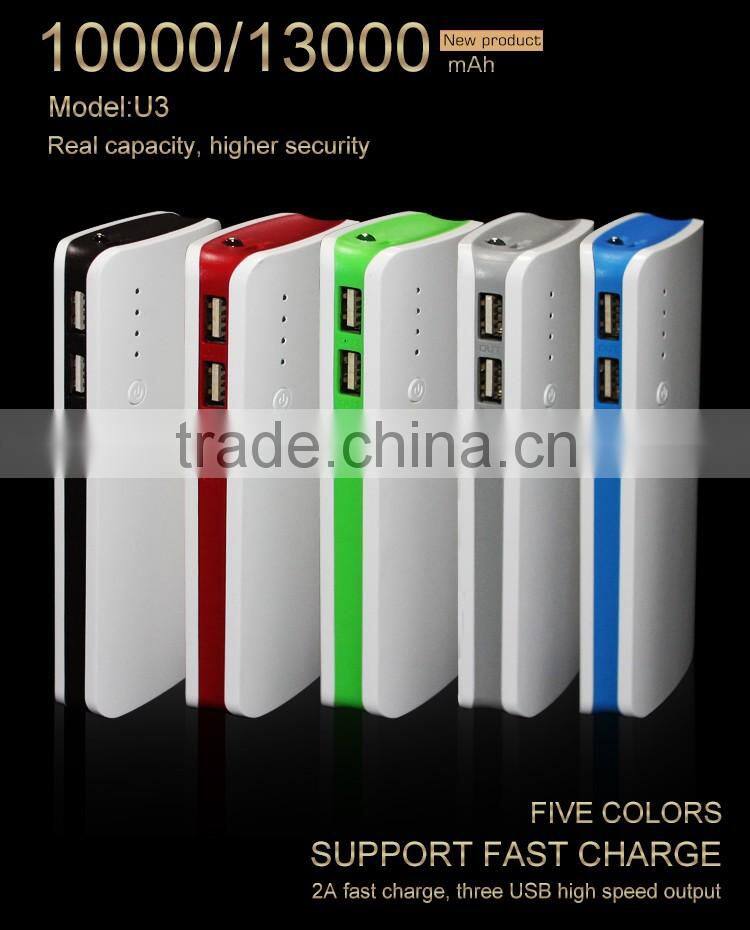Fast charging light weight high efficiency 13000mah portable mobile tablet power bank