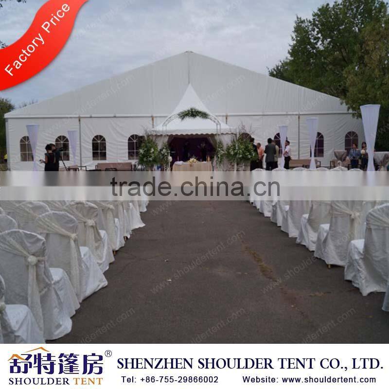 White marquee luxury decorated wedding tent