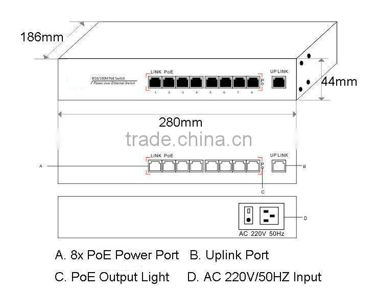 TOP QUALITY AND TECHNOLY 8 PORT POE SWITCH