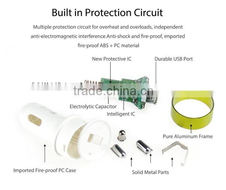 In-car Charger 2.4A 12-18V with MFI Certificate for iPad DV Camera PSP etc
