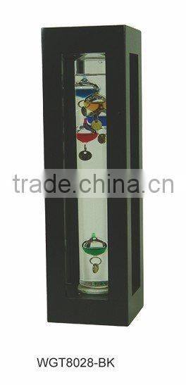 Galileo Thermometer with Wooden Frame Black