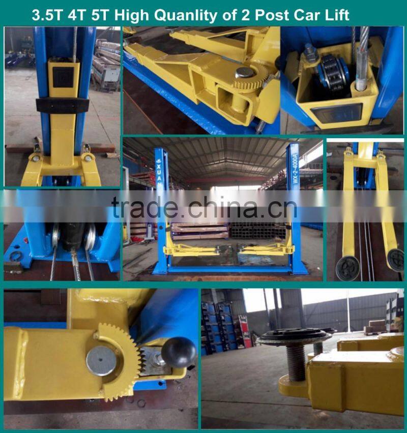 2 post car lift with manual lock release from single side WX-2-4000A 3.5T 4T 4.5T