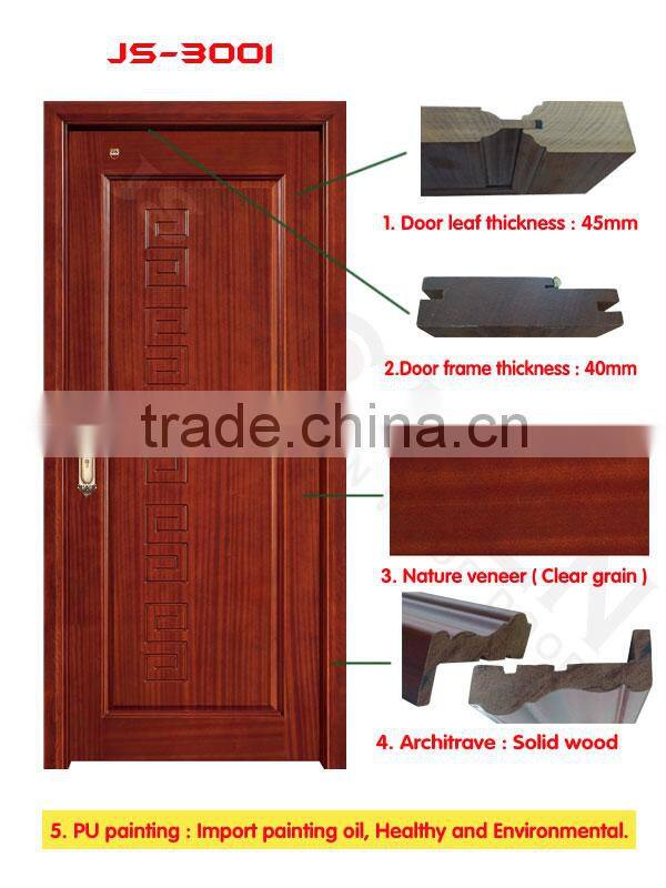 Hard red sandalwood plain wood bathroom door with solid wood