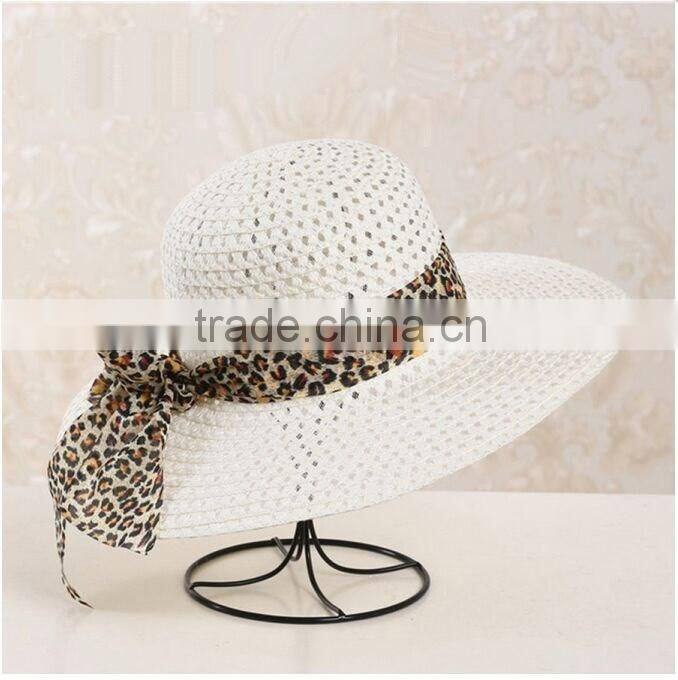 QXSH0055D Red strip straw beach hat for women Fedora