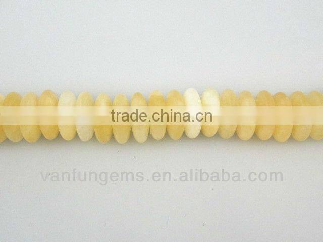 Gemstone natural soft yellow jade rondelle beads for jewelry