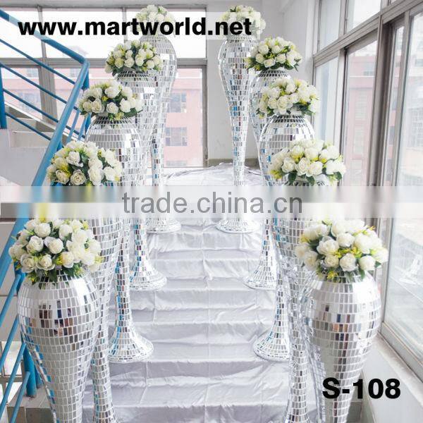 Latest wedding column with mirror surface;Decorative resin wedding pillar for event,party&wedding(S-108)