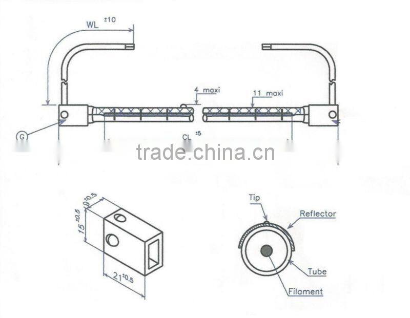 Infrared Quartz Heating Emitter Shortwave Lamp
