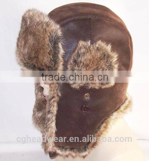 China manufacture wholesale fur hat/ russian style fur hat/ beanie hat with raccoon fur pom pom