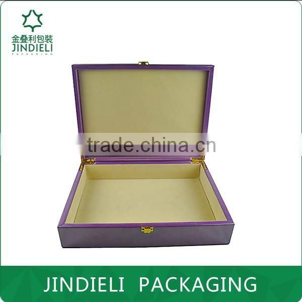 beauty purple PU cosmetic box with lock