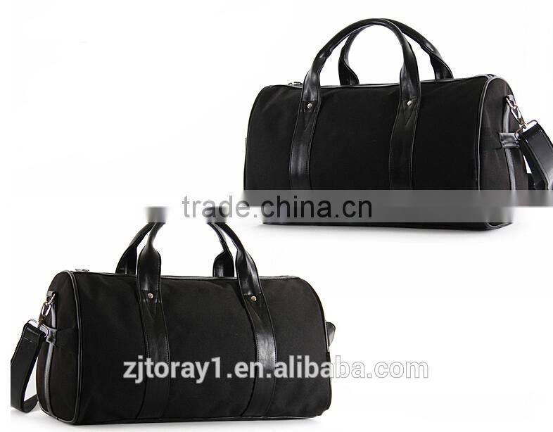 Plain Leather Handle Travel Kit Bag Expandable Duffle Bag