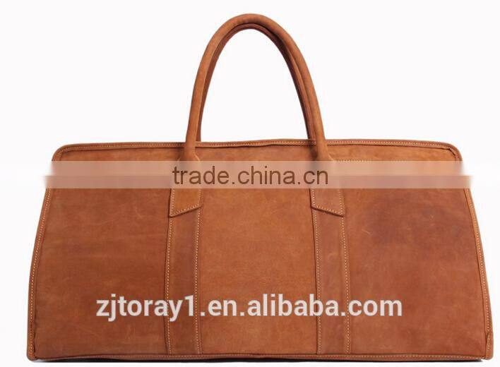 2015 Handmade Vintage Travel Bag Leather Men Duffle Handbag