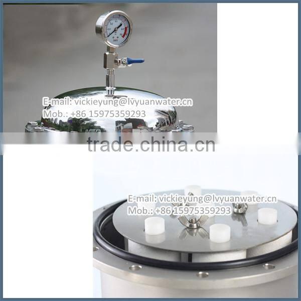 SS304 316 polished material 10 20 30 40 inch micro stainless steel filter housing with pressure meter