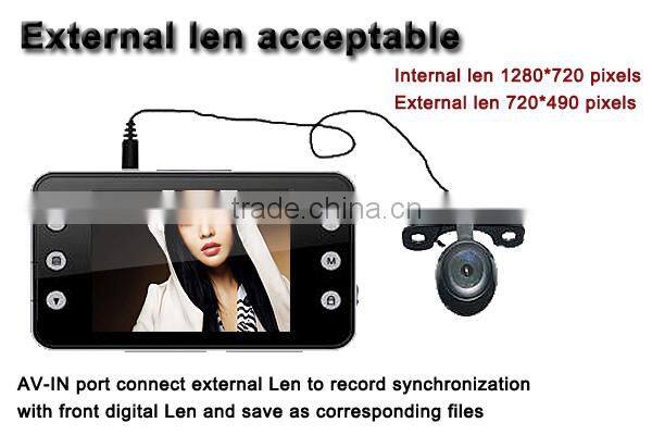 Chelong Factory 2.7inch dual lens G-sensor motion detection car sd card video recorder