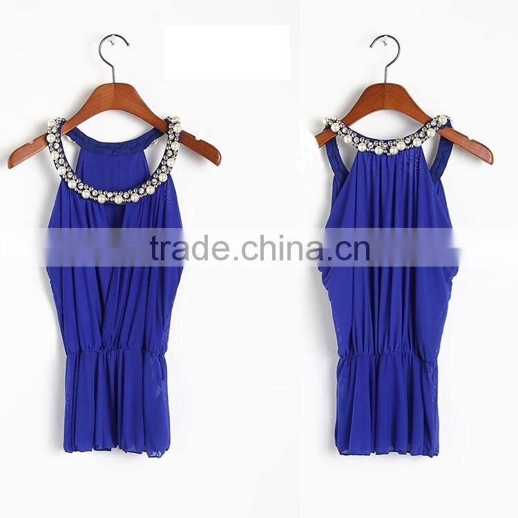 hot sale soft cotton appliqued neck designs for ladies tops latest design from china