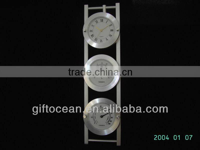 metal weather station clock, business gifts set, thermometer & hygrometer clock