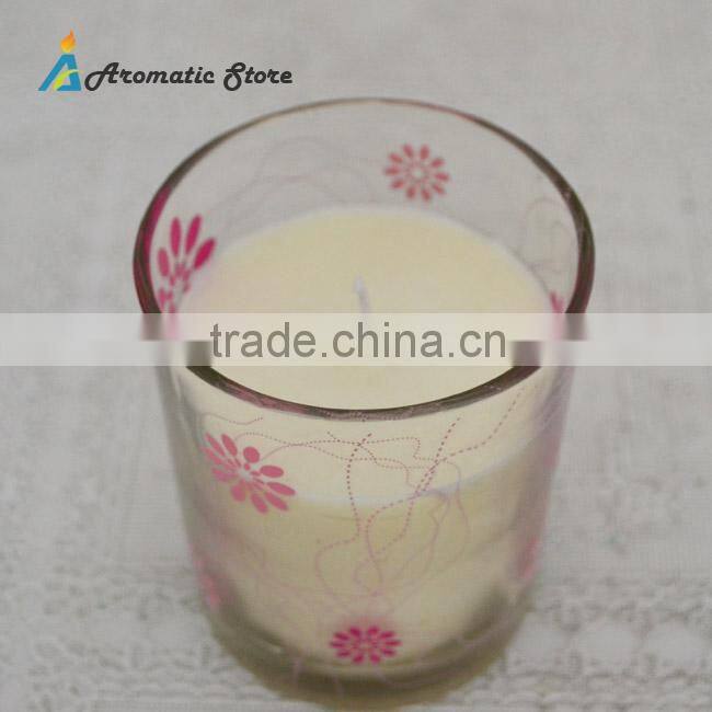 Fashion White Scented Soy Wax Candle In Glass Jar