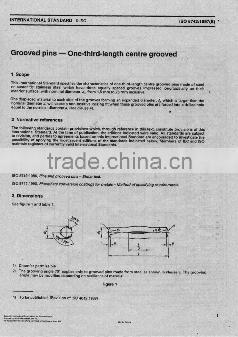 Grooved pin pilot ISO8742/DIN1475