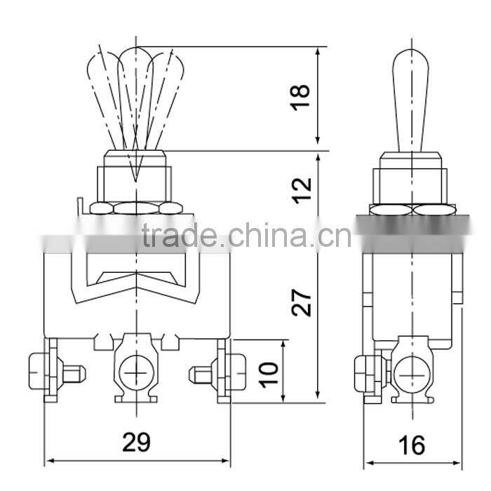 One pole (on)-off-(on) bilateral reset Toggle Switch/ spdt 3p toggle switch