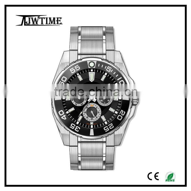 chronograph quartz branded watch/japan movt quartz watch stainless steel back,custom watch/quartz watch water resistant