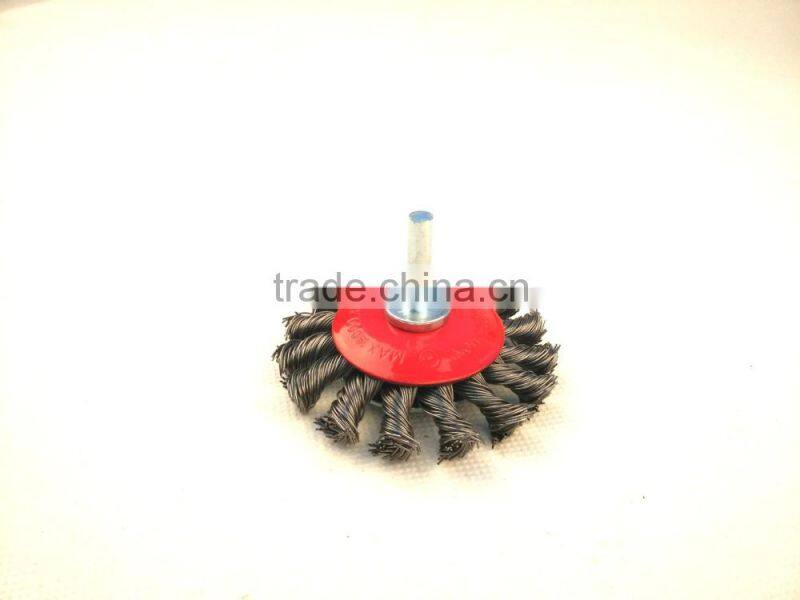 twist knot tapered brushes with shank, diameter 75mm or 3"