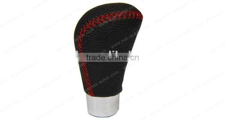 Manual Leather Shift Lever Knob Green Stitch Universal